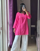 Special Light weight Dyed dobby Short Top - Chikankari official