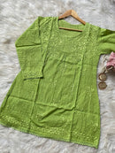 Special Light weight Dyed dobby Short Top - Chikankari official