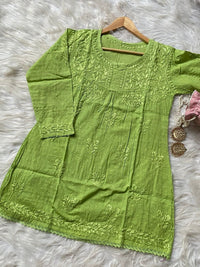 Special Light weight Dyed dobby Short Top - Chikankari official