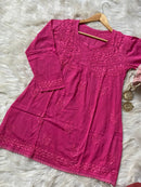 Special Light weight Dyed dobby Short Top - Chikankari official