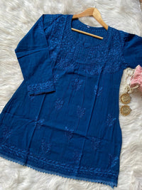 Special Light weight Dyed dobby Short Top - Chikankari official
