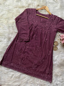 Special Light weight Dyed dobby Short Top - Chikankari official