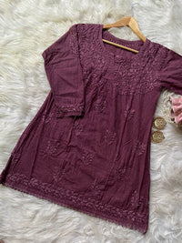 Special Light weight Dyed dobby Short Top - Chikankari official