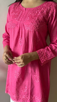 Special Light weight Dyed dobby Short Top - Chikankari official