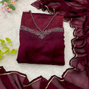 Special Party Wear Night Maroon Aliya Cut - Chikankari official
