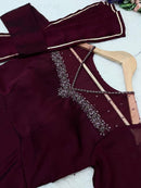 Special Party Wear Night Maroon Aliya Cut - Chikankari official