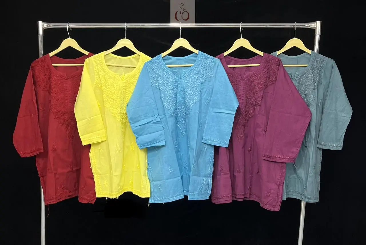 Special Size Short Cotton Tops - Chikankari official