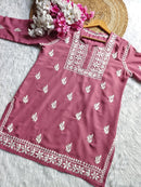 Square Neck Modal Short Top - Chikankari official