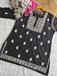 Square Neck Modal Short Top - Chikankari official