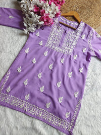 Square Neck Modal Short Top - Chikankari official