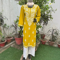 Straight Fir Rayon Kurtas - Chikankari official