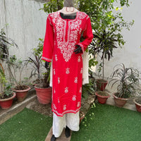 Straight Fir Rayon Kurtas - Chikankari official