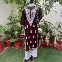 Straight fit rayon Kurta - Chikankari official