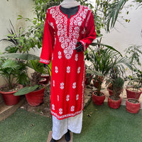 Straight fit rayon Kurta - Chikankari official