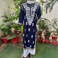 Straight fit rayon Kurta - Chikankari official