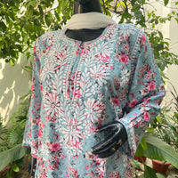 Straight Fit Rayon Print Kurta - Chikankari official