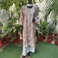 Straight Fit Rayon Print Kurta - Chikankari official