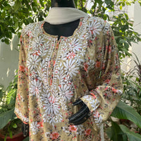 Straight Fit Rayon Print Kurta - Chikankari official