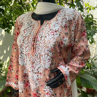 Straight Fit Rayon Print Kurta - Chikankari official