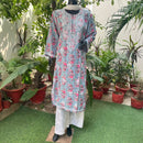 Straight Fit Rayon Print Kurta - Chikankari official