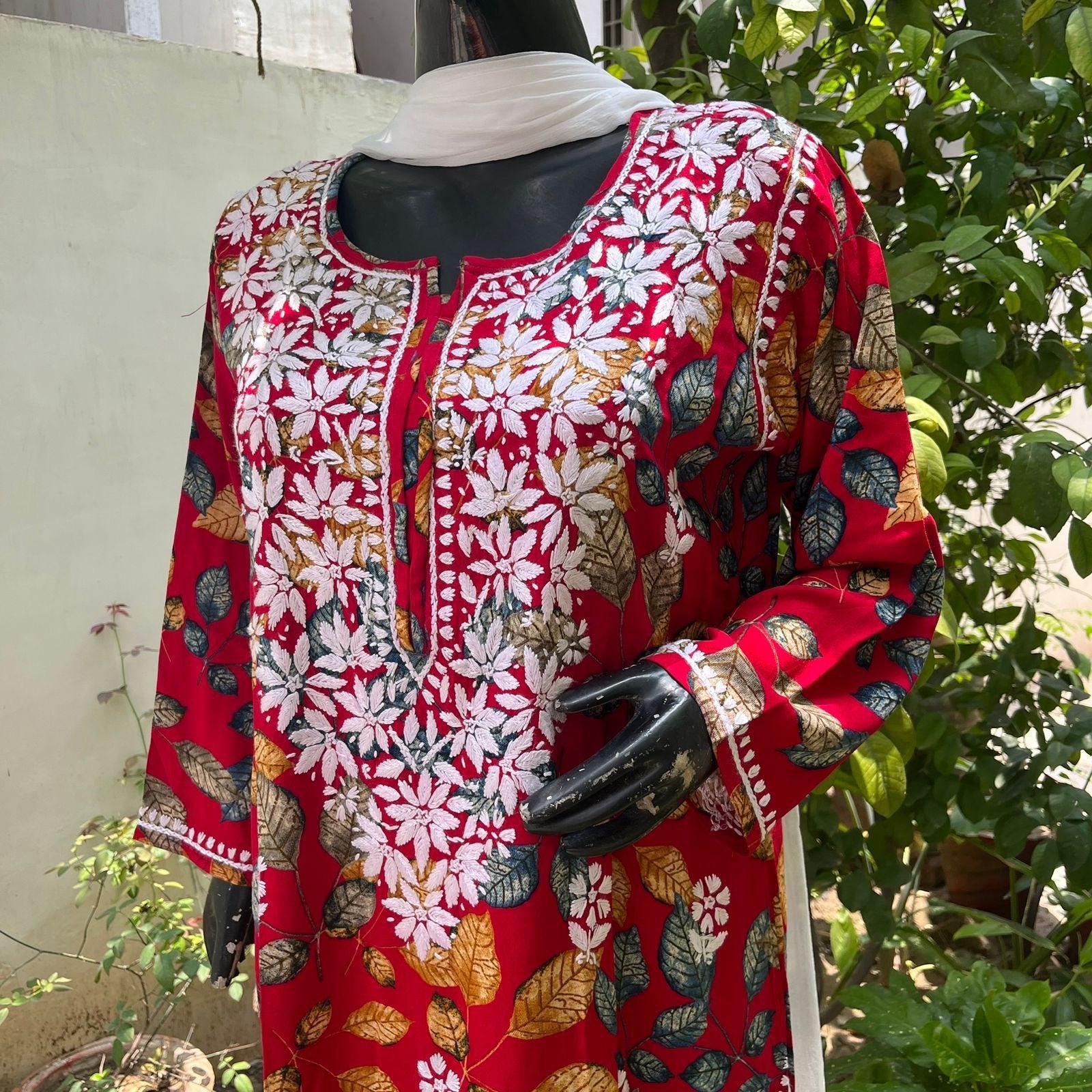 Straight Fit Rayon print kurtis - Chikankari official