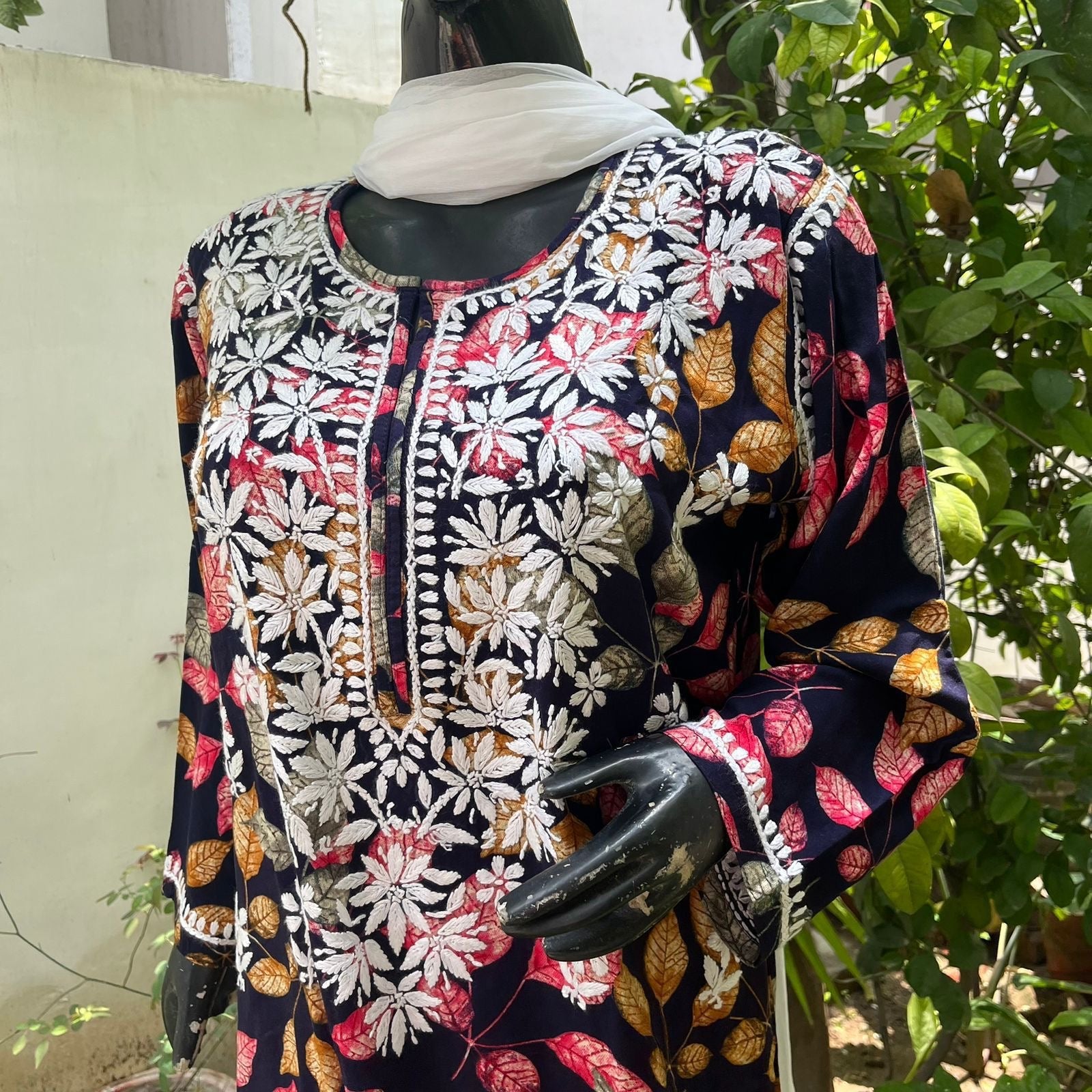Straight Fit Rayon print kurtis - Chikankari official