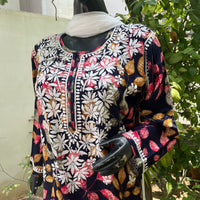 Straight Fit Rayon print kurtis - Chikankari official