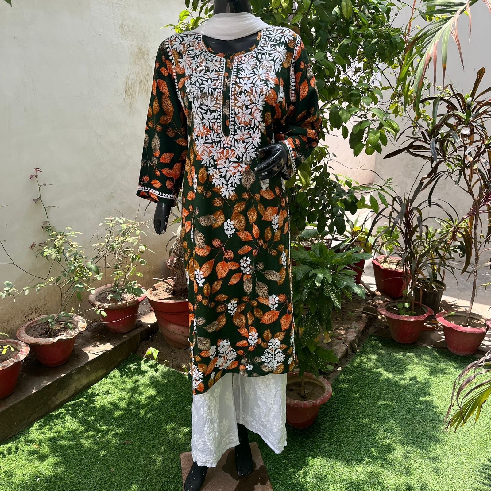 Straight Fit Rayon print kurtis - Chikankari official