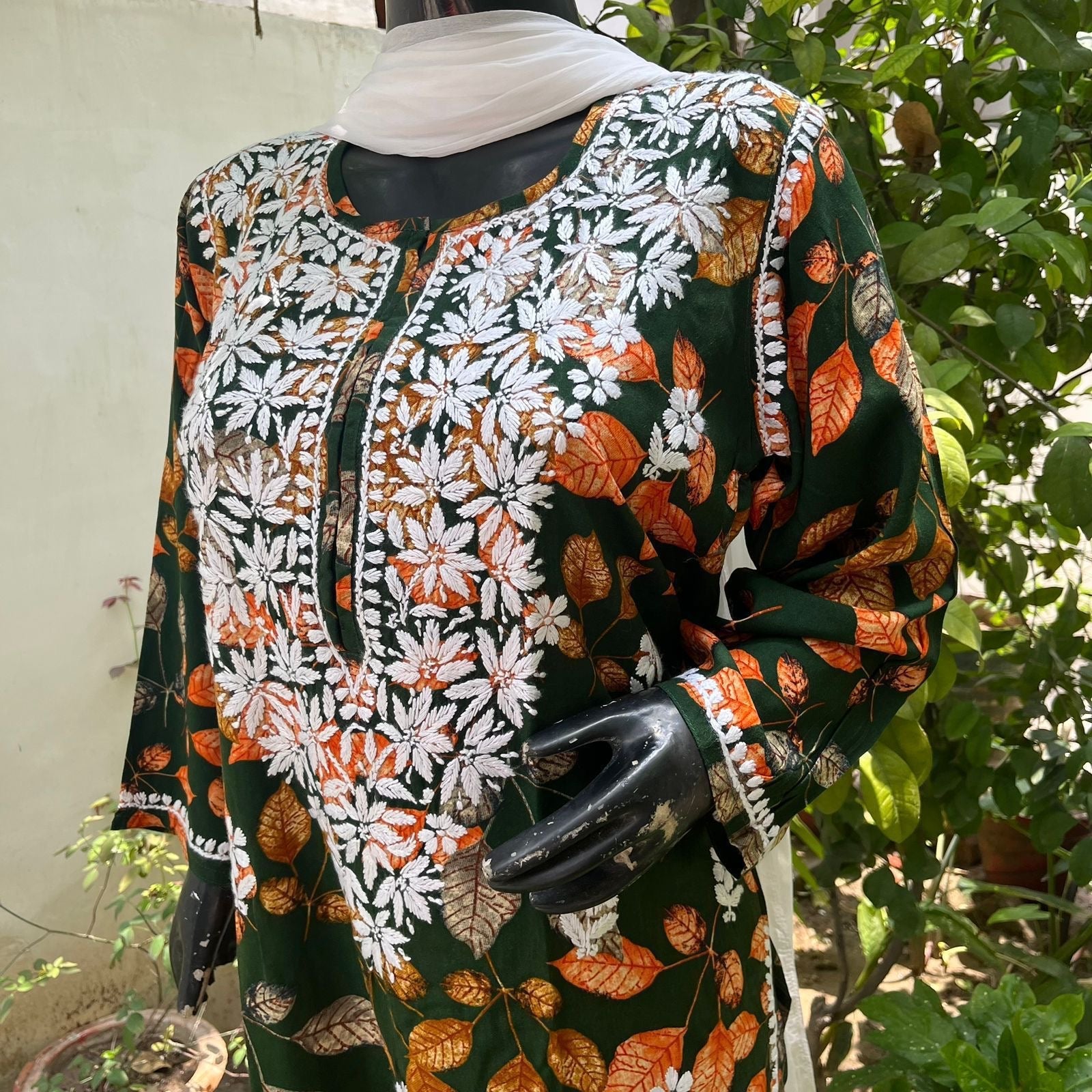 Straight Fit Rayon print kurtis - Chikankari official