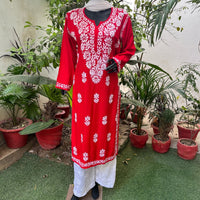 Straight fit Rayon soft kurta - Chikankari official