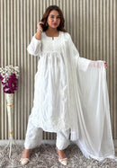 Stunning Premium 3pc White Designer Set - Chikankari official