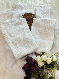 Stunning Premium 3pc White Designer Set - Chikankari official