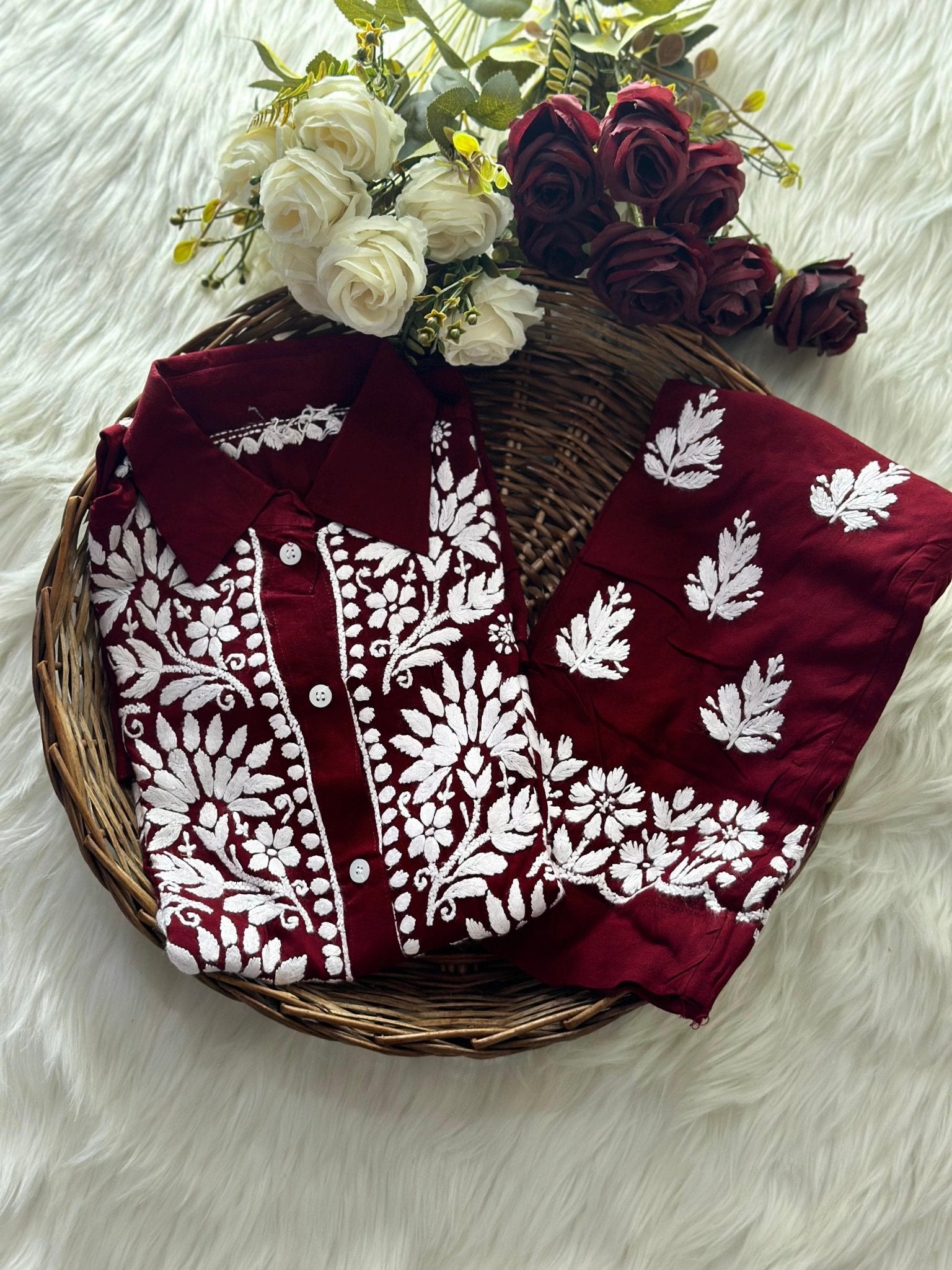 Stunning Rayon Co ord Shirt - Chikankari official
