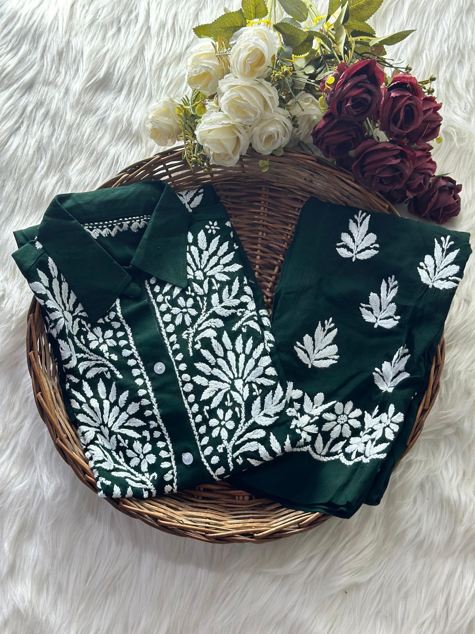 Stunning Rayon Co ord Shirt - Chikankari official