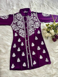 Stunning Rayon Co ord Shirt - Chikankari official