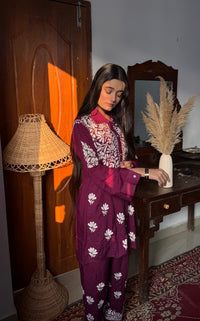 Stylish Soft Modal Co - ord Set - Chikankari official