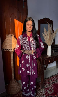 Stylish Soft Modal Co - ord Set - Chikankari official