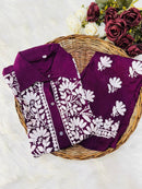 Stylish Soft Modal Co - ord Set - Chikankari official