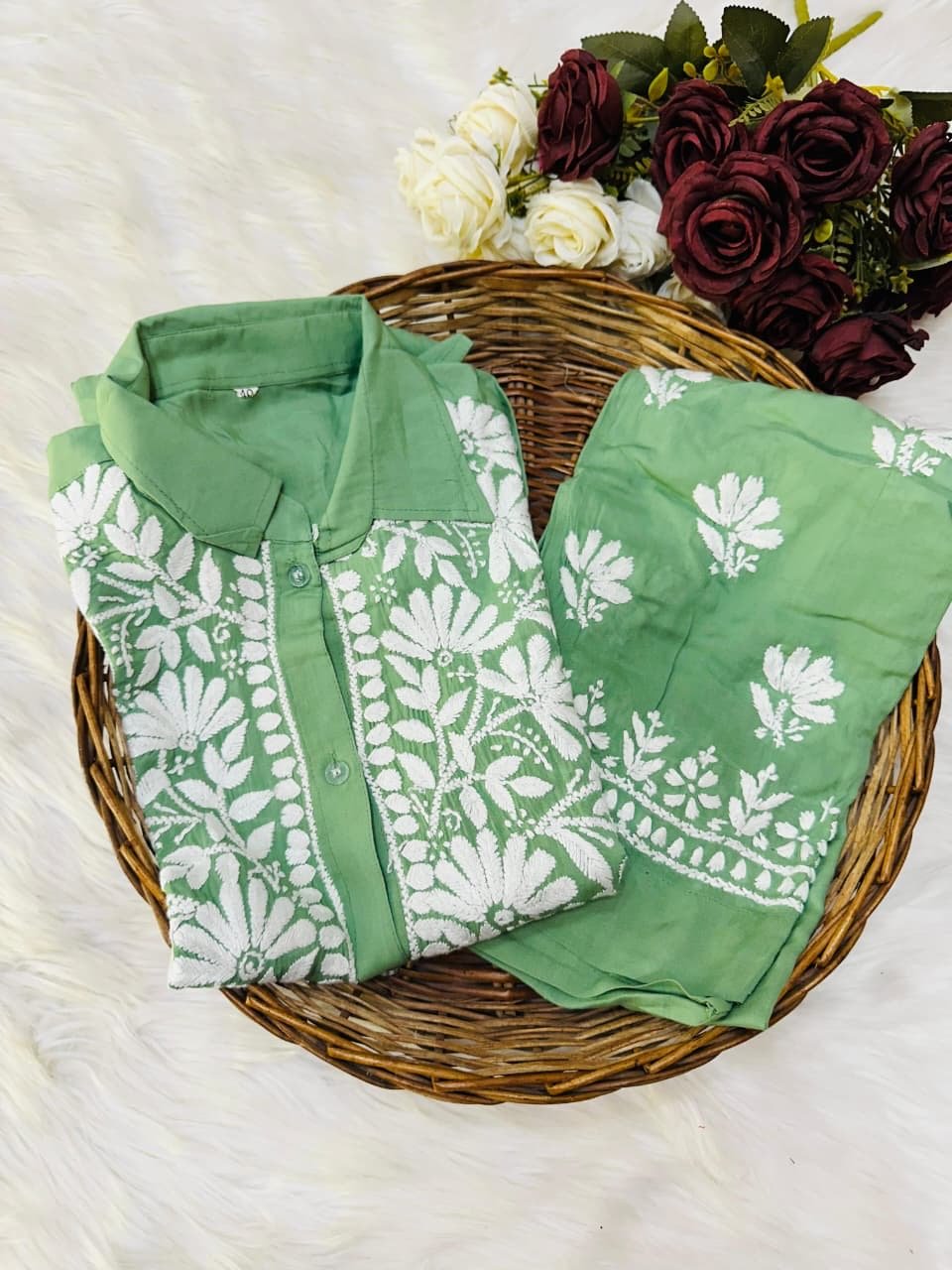 Stylish Soft Modal Co - ord Set - Chikankari official