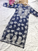 Suhana khan inspired Blue chikankari kurta - Chikankari official