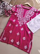 Summer Essential Daily / College / Office Wear Chikan Short Tops - Chikankari official