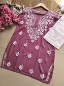 Summer Essential Daily / College / Office Wear Chikan Short Tops - Chikankari official