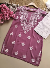 Summer Essential Daily / College / Office Wear Chikan Short Tops - Chikankari official