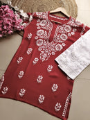 Summer Essential Daily / College / Office Wear Chikan Short Tops - Chikankari official