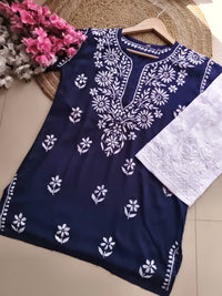 Summer Essential Daily / College / Office Wear Chikan Short Tops - Chikankari official