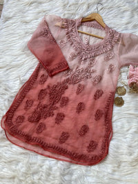 Summer Special Light Weight Ombre Dyed Short Top - Chikankari official