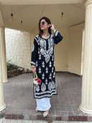 Super Soft Magic Hand Work Modal Cotton Kurta - Chikankari official