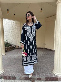 Super Soft Magic Hand Work Modal Cotton Kurta - Chikankari official