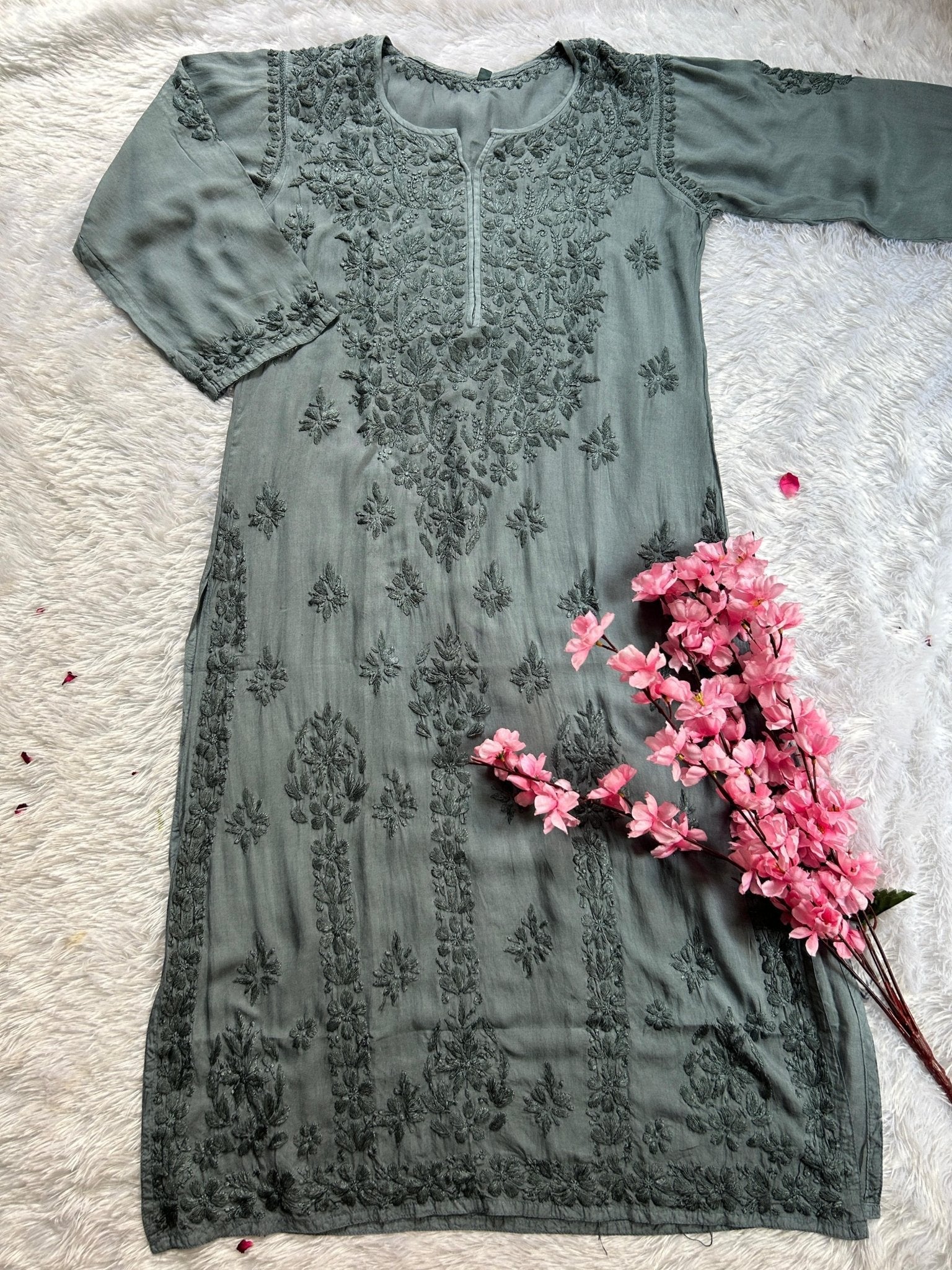 Super soft modal kurtis in beautiful colours - Chikankari official