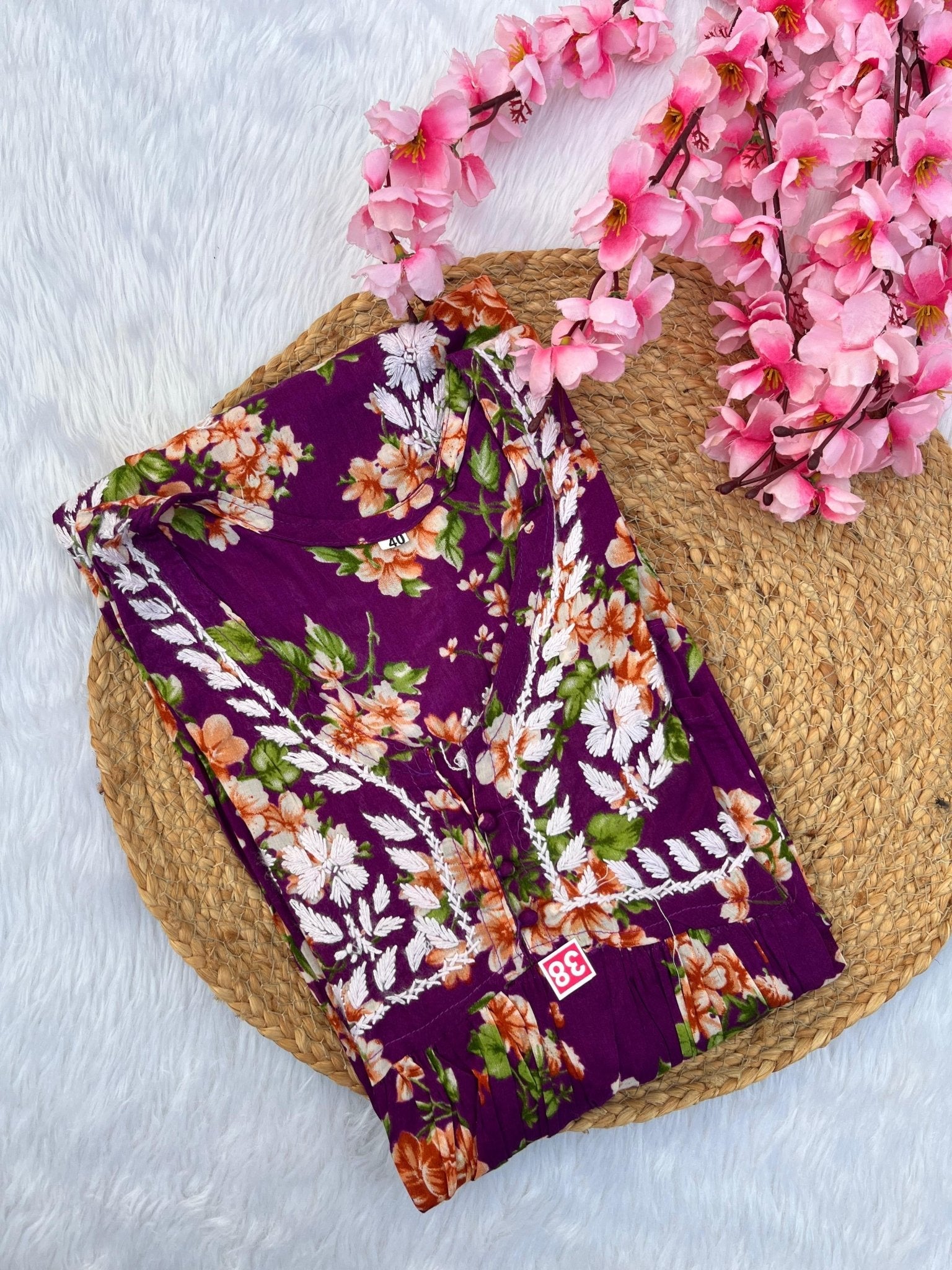 Super soft Mul aliya Gown - Chikankari official